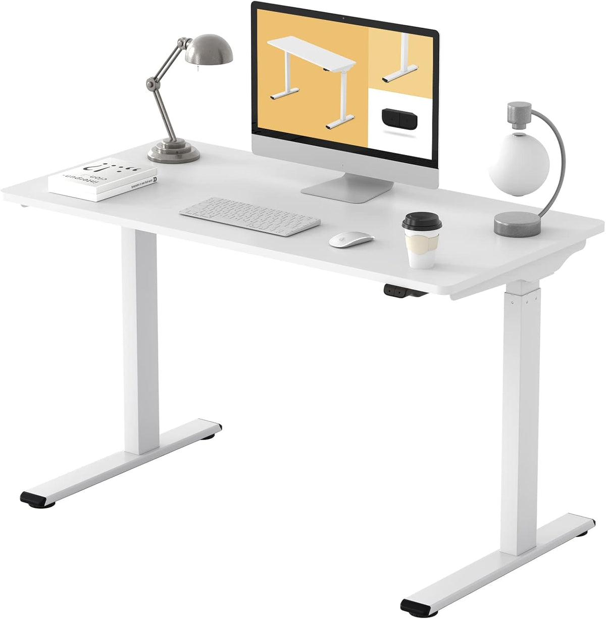 55 x 28 Inches Electric Stand Up Desk with White Top K42618