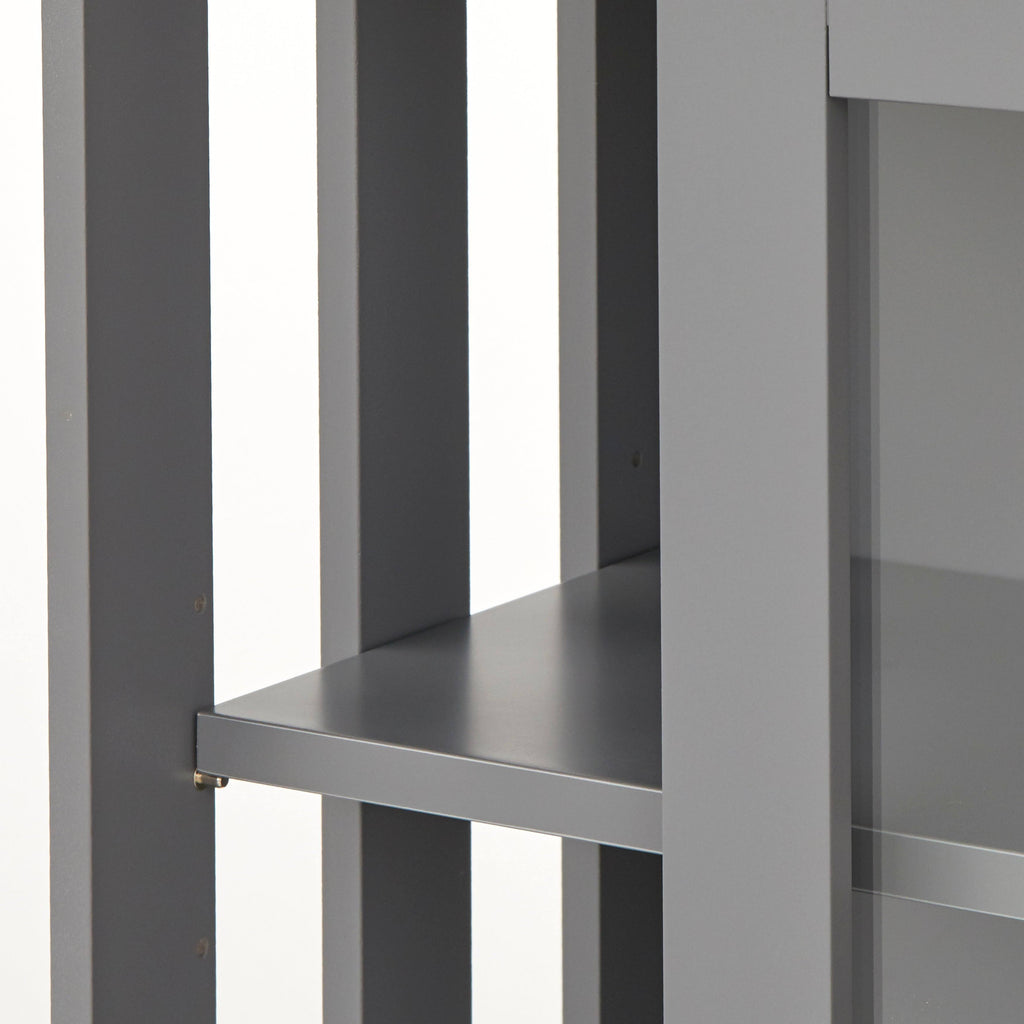 Espresso Glass Sliding Door Stackable Cabinet L94169