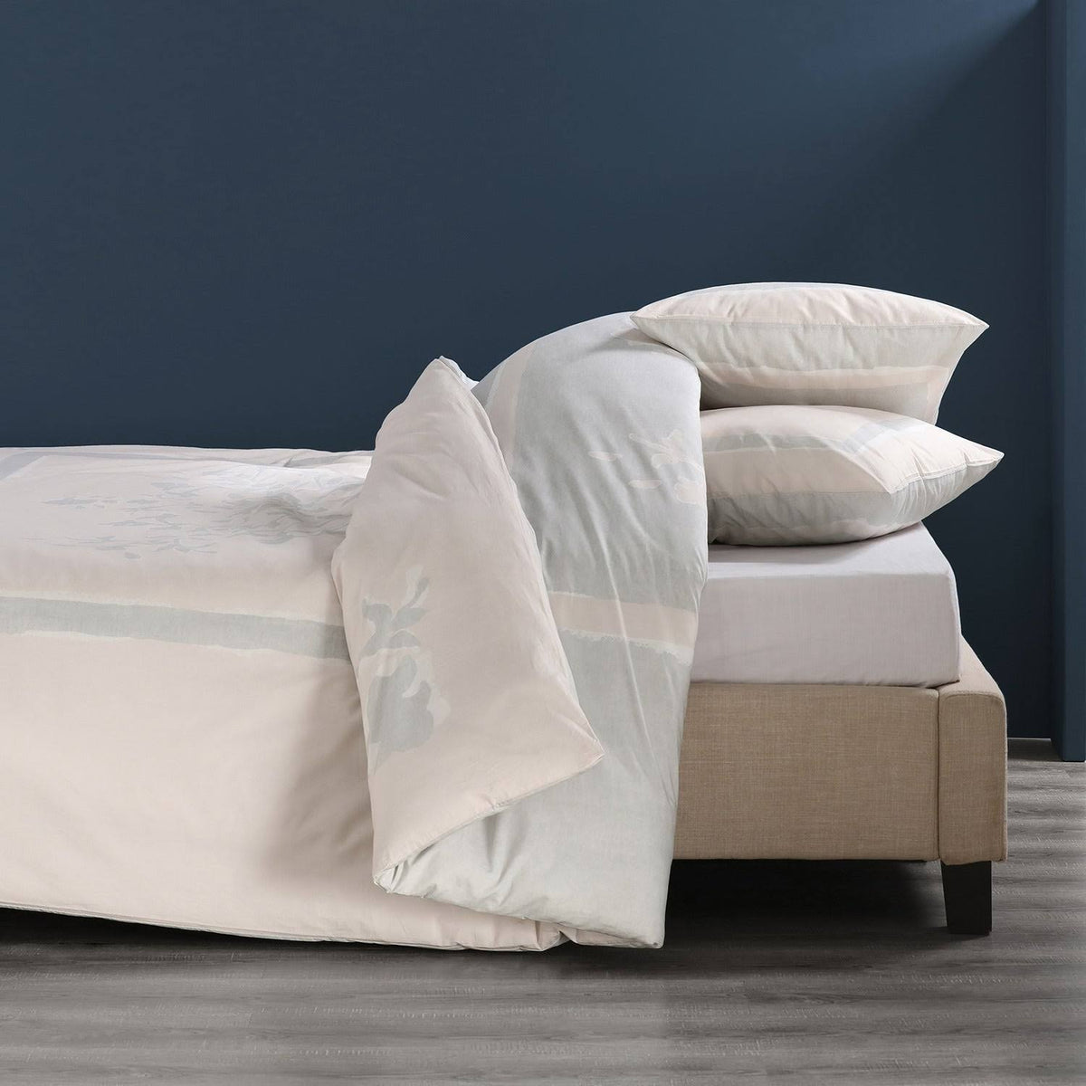 Grey and Tan Cotton Percale Reversible Duvet Cover Set - Queen X2255