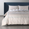 Grey and Tan Cotton Percale Reversible Duvet Cover Set - Queen X2255