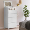 White 4 Drawer Dresser with Mirror and Lights N375630