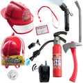 10 Pcs Fireman Toys Costume and Role Play Accessories with Bag Y147774