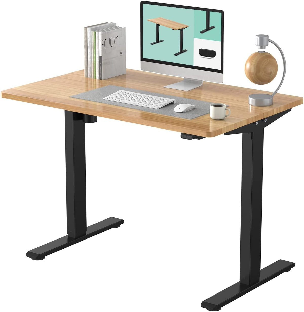 55 x 28 Inches Electric Stand Up Desk with White Top K42618