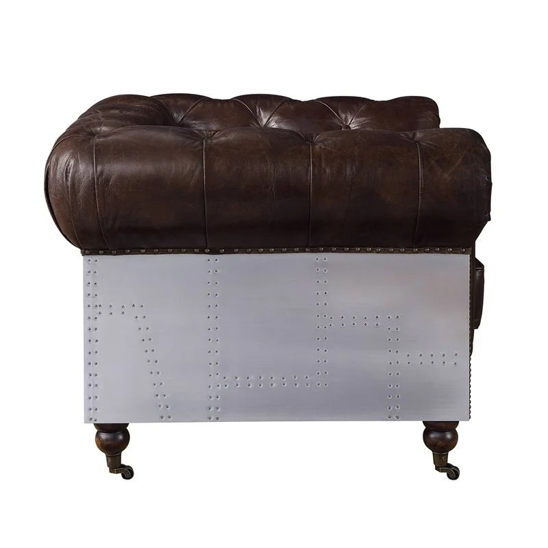 Top Grain Leather Tufted Sofa J325