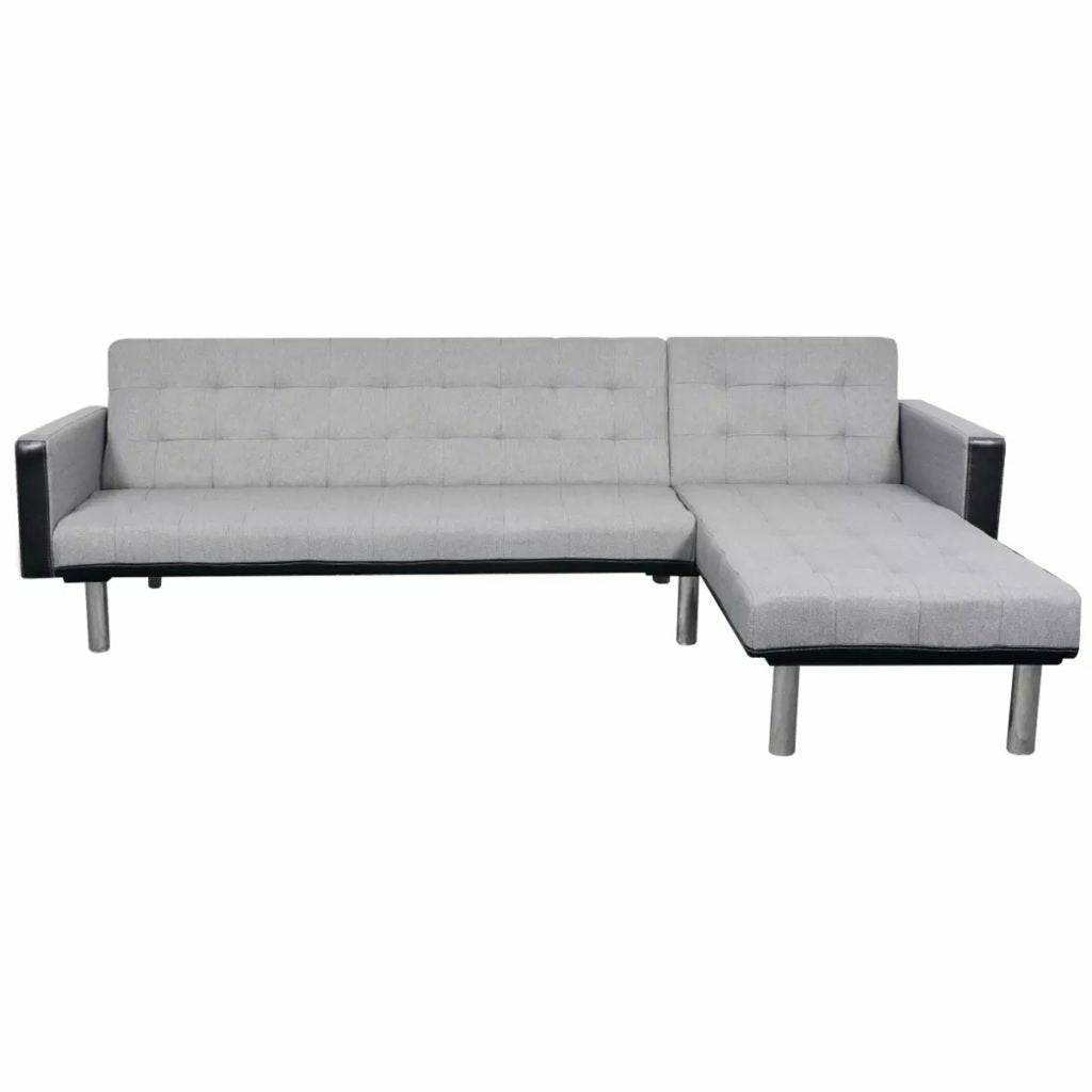 L-shaped Sofa Bed Fabric Black and Gray H333