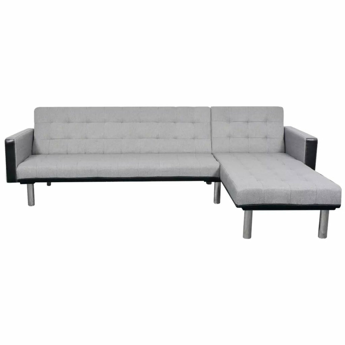 L-shaped Sofa Bed Fabric Black and Gray H333