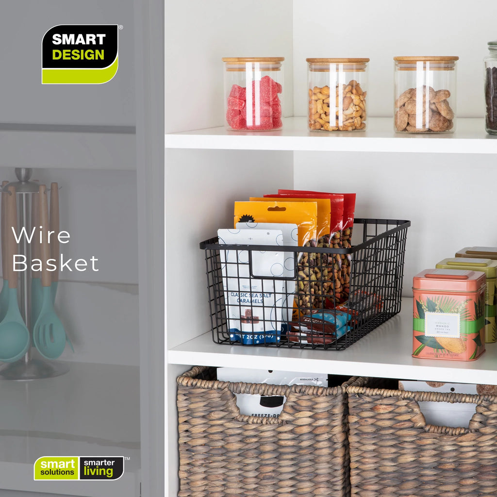 Black Set of 4 Nestable Basket Organizer with Handles V6746