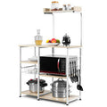 4-Tier Vintage Kitchen Baker's Rack with Basket and 5 Hooks V78780