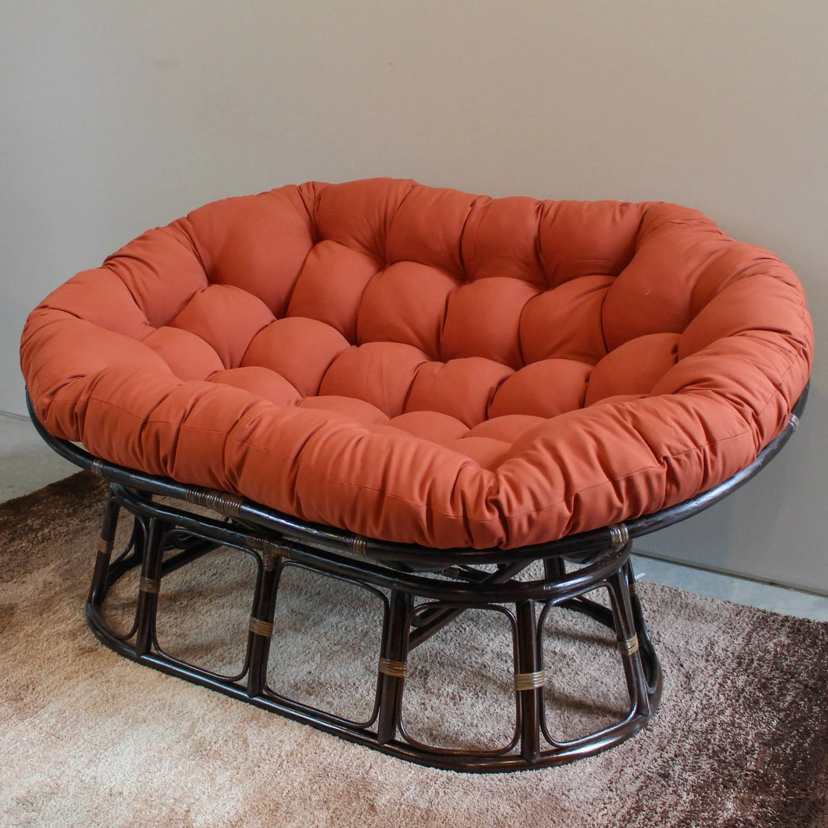 Rattan Double Papasan Chair with Twill Cushion U4141