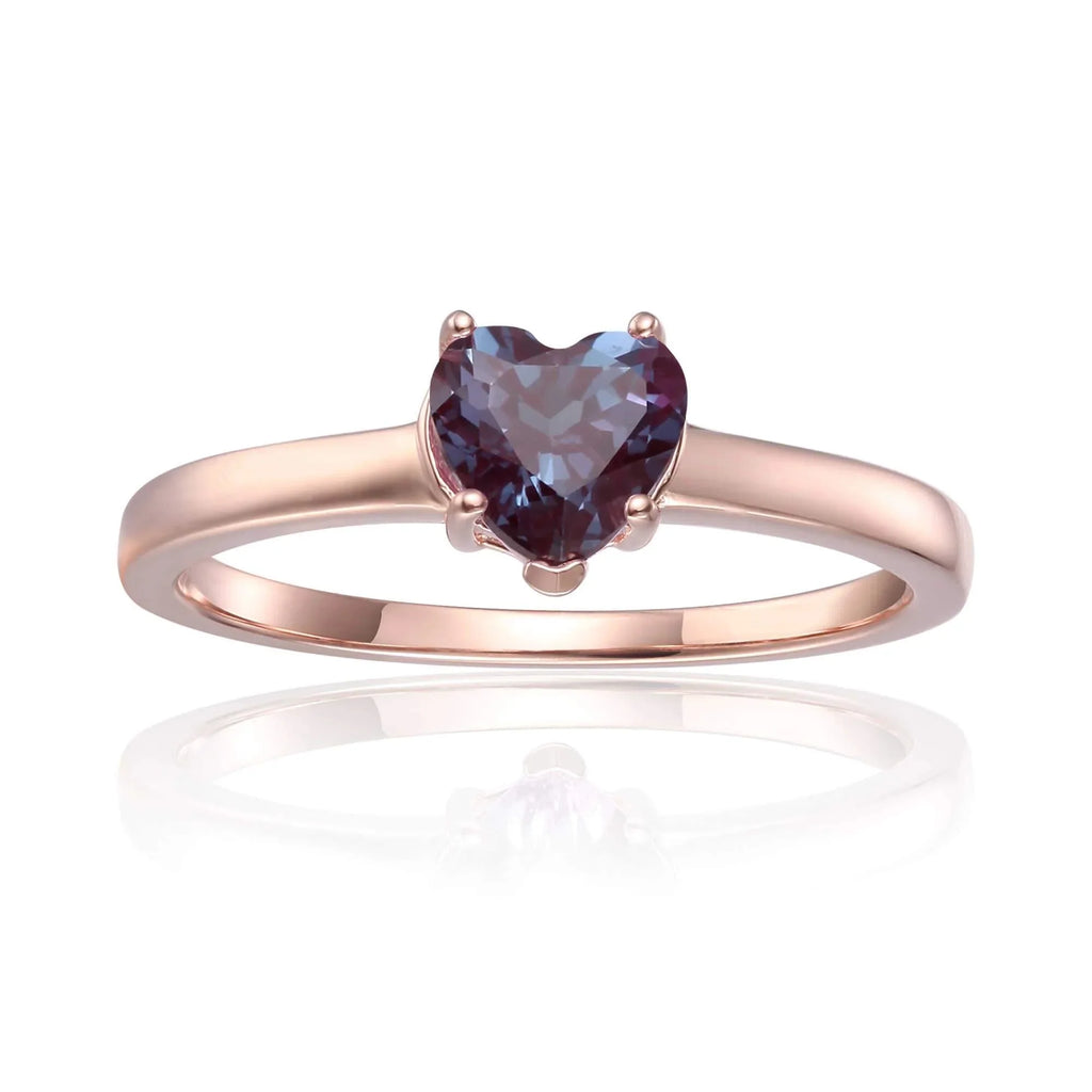 Rose Gold Plated Sterling Silver Alexandrite Solitaire Engagement Ring D4629