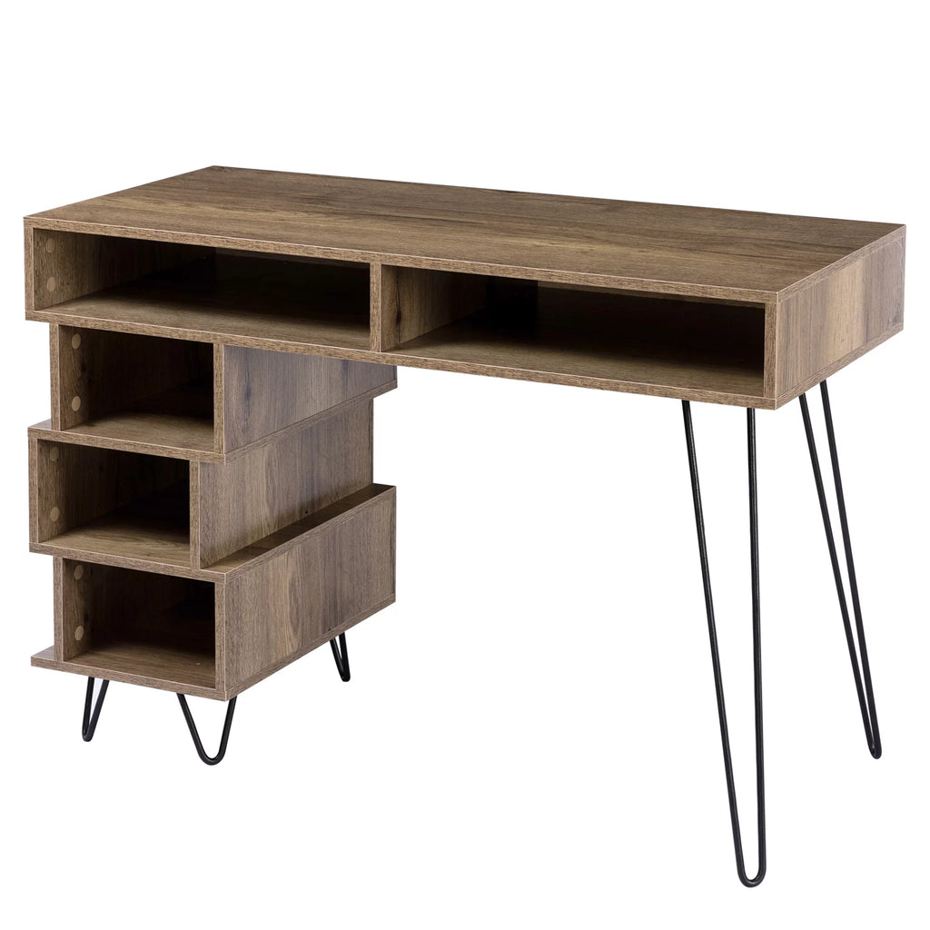 Brown Writing Study Desk with Lattice and V-Shaped Iron Leg R529