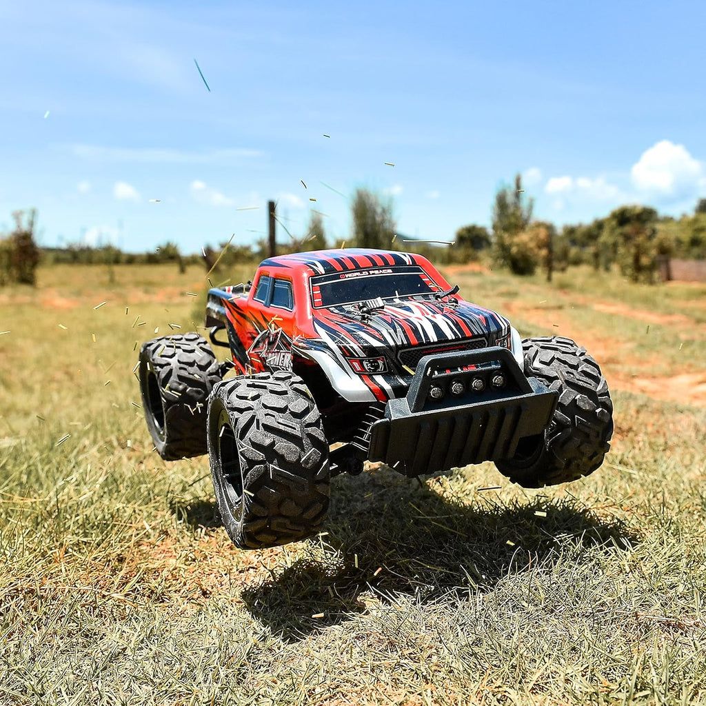 1:14 Scale Remote Control Car, 4WD Electric Toy Off Road RC Monster Truck with Two Rechargeable Batteries J179