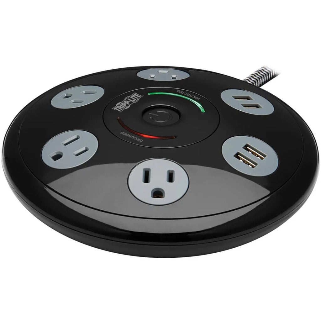 Surge Protector with 4 Outlets & 4 USB-A Ports 6ft Cord Black L188