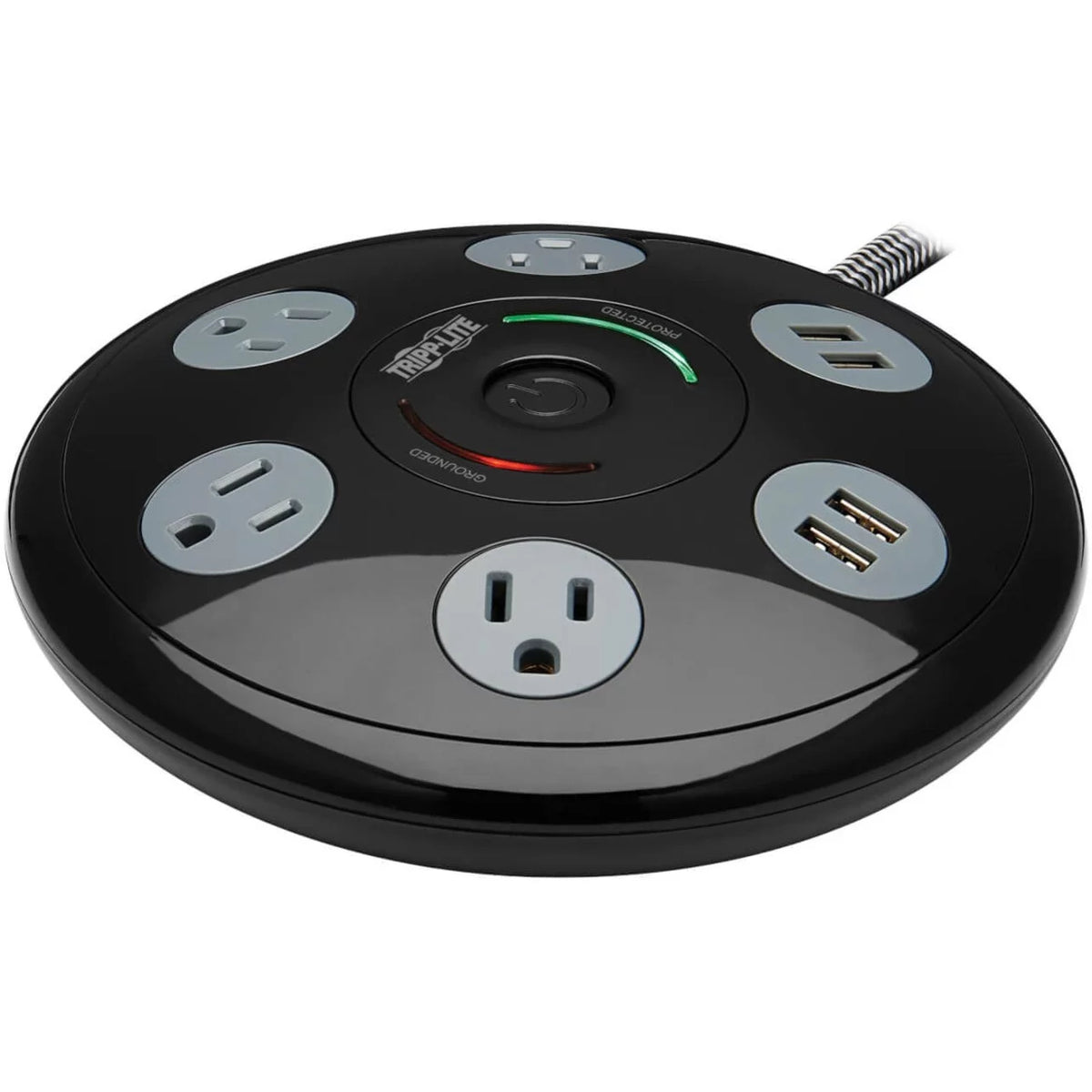 Surge Protector with 4 Outlets & 4 USB-A Ports 6ft Cord Black L188