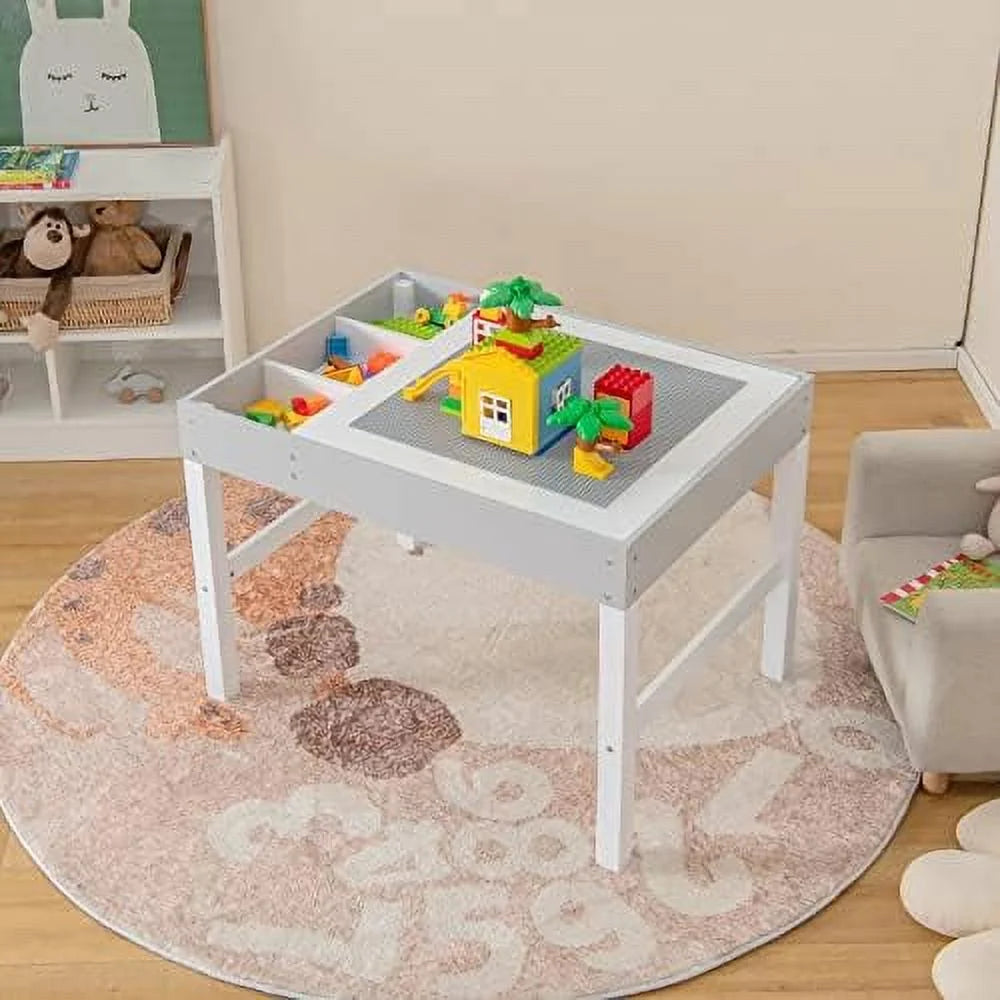 2 in 1 Toddler Wooden Activity Table with Paper Roll White T4880