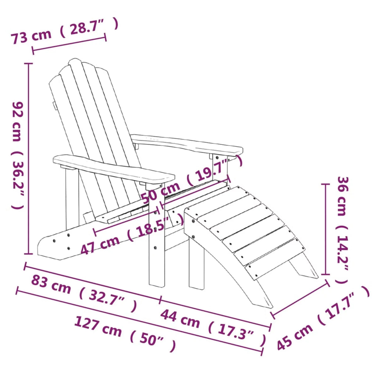 HDPE Outdoor Fire Pit Chair with Footstool H711213