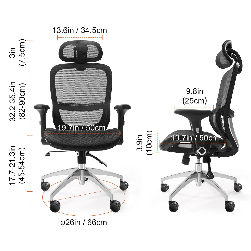 Ergonomic Mesh Office Chair with Lumbar and Head Support S510