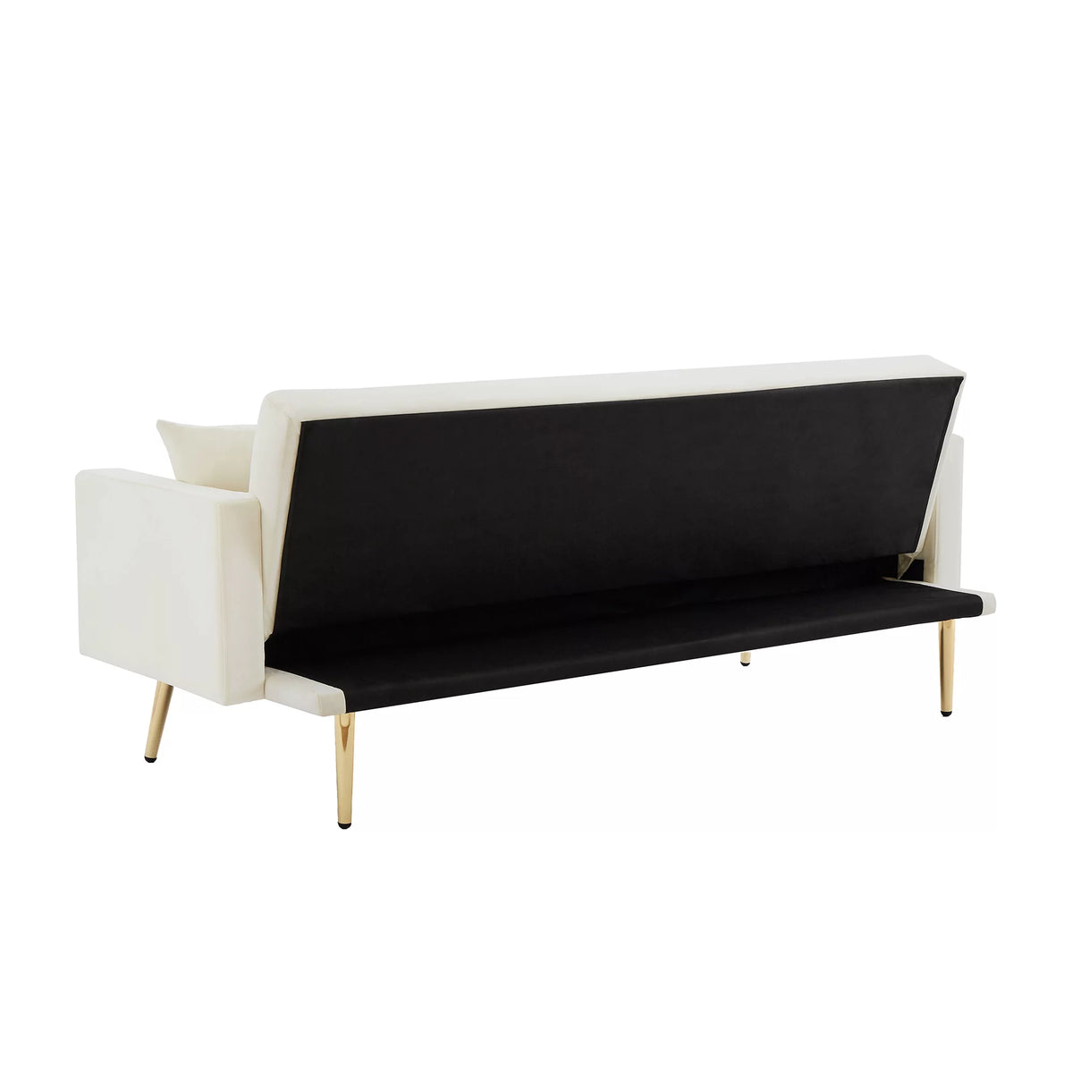 Cream White Velvet Convertible Futon Sofa Bed G9850