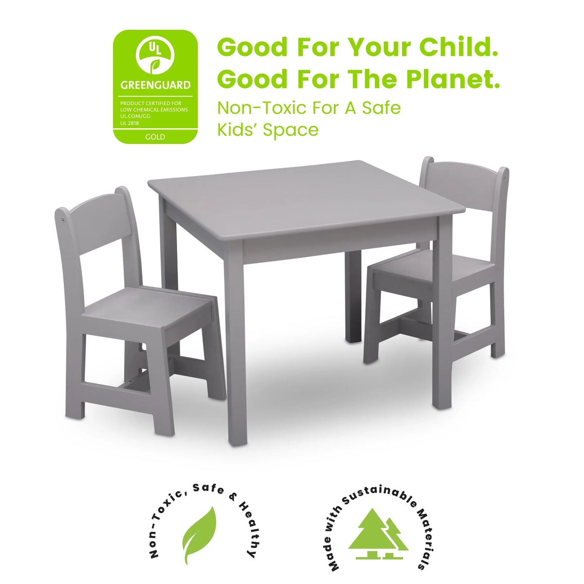 Wood Kids Table and Chair Set (2 Chairs Included) C10948
